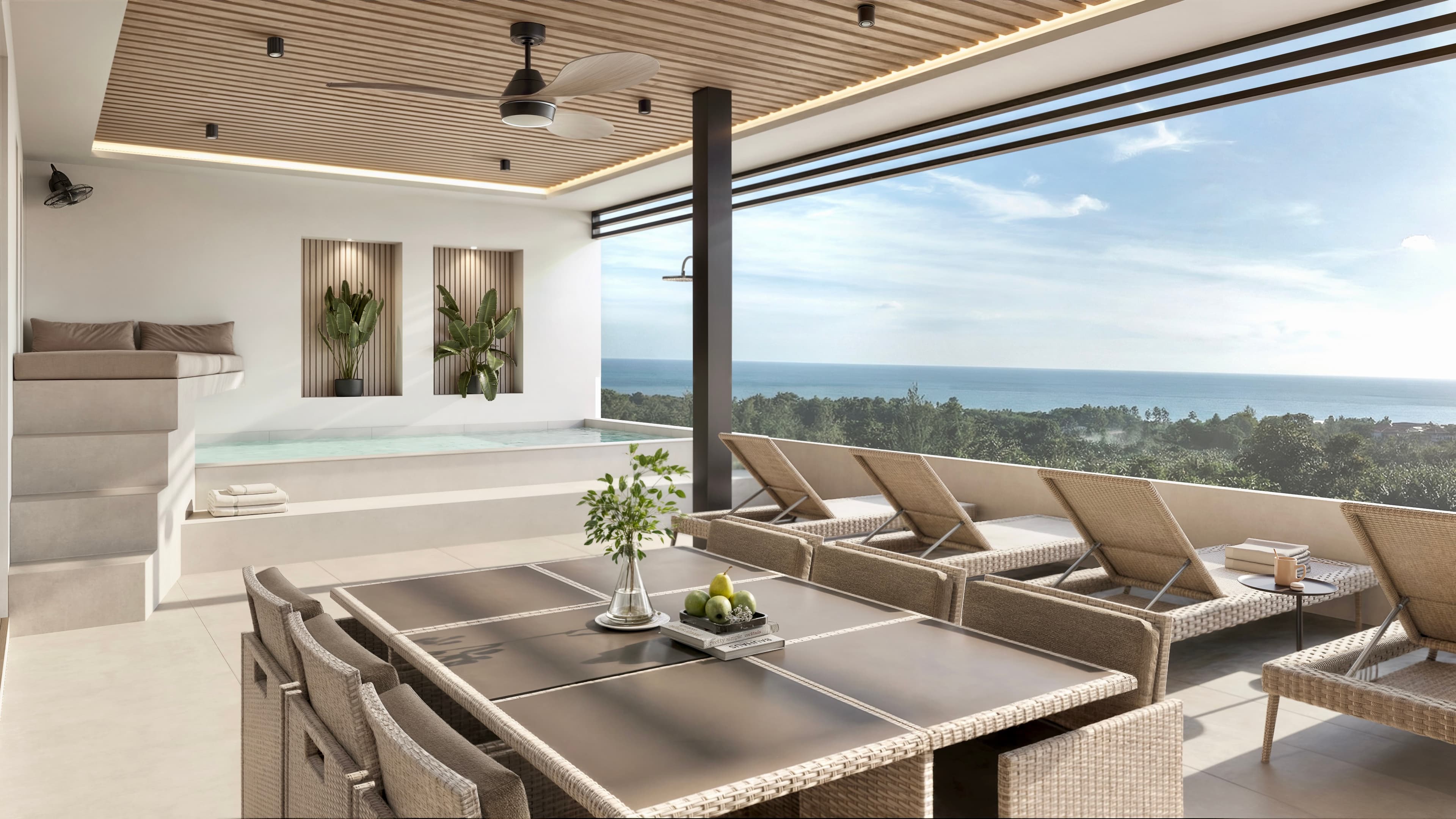 Maxi terrace with pool overlooking the Andaman Sea